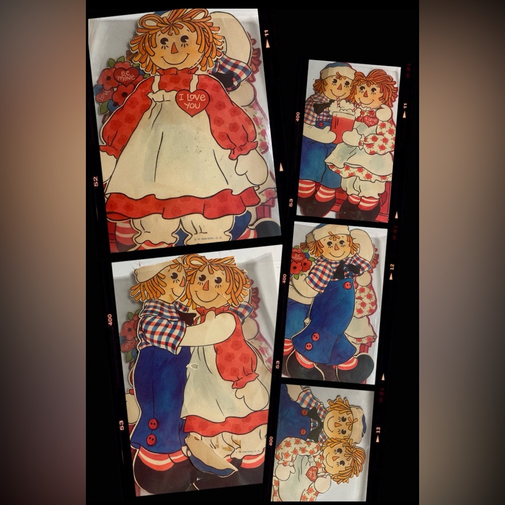 Vintage 50’s 60’s Raggedy Ann Andy Paper Die Cut Valentine Nursery Decorations
